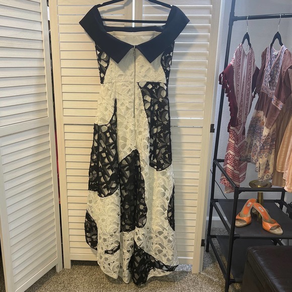 Sachin & Babi RTW Spring 2016 Javonne Lace High Low Gown size 6 black/white - Picture 7 of 9